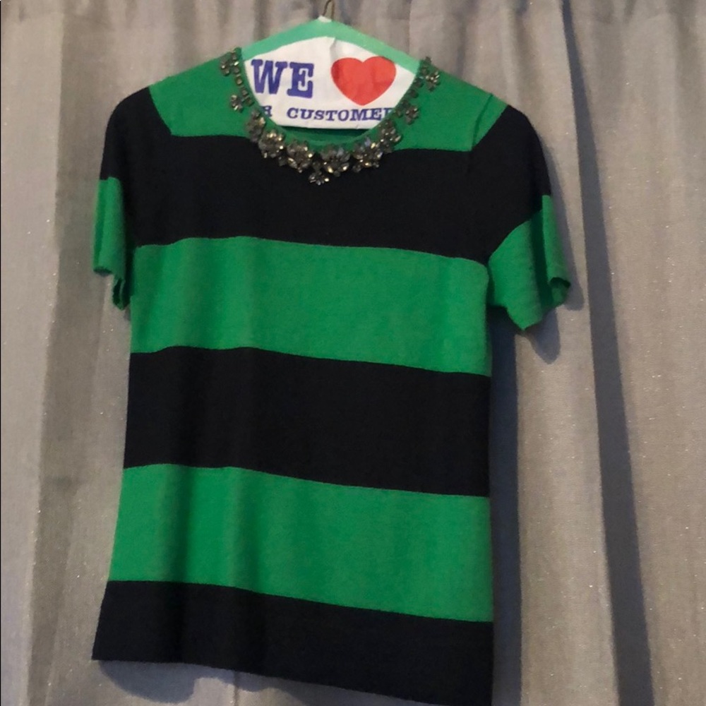 J. Crew Short Sleeve Necklace Sweater